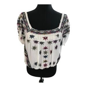 New ~ FREE PEOPLE ~  Aurura Embroidered Crop Top~ Size S~
